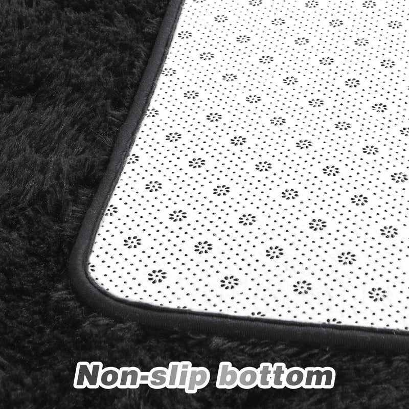 junovo Washable, Non-Slip Area Rug, Ultra Soft Area Rugs 4x5.3 Feet Fluffy Carpets for Bedroom Kids Girls Boys Baby Living Room Shaggy Floor Nursery Rug Home Bedroom Mats, Black - Image 3